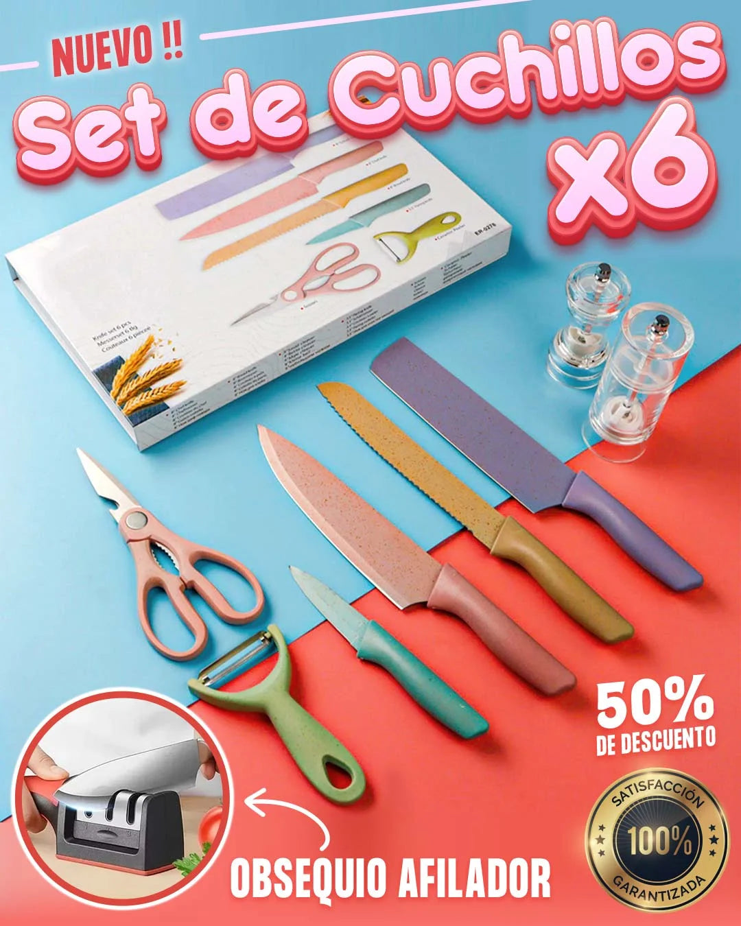 (x1) SET DE CUCHILLOS PRO X6